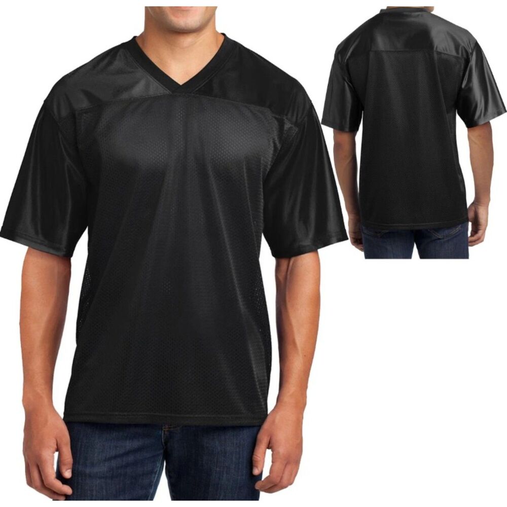 NEW NWOT Mens Sz XXL Black Short Sleeve Sporty Athletic Football Mesh Shirt